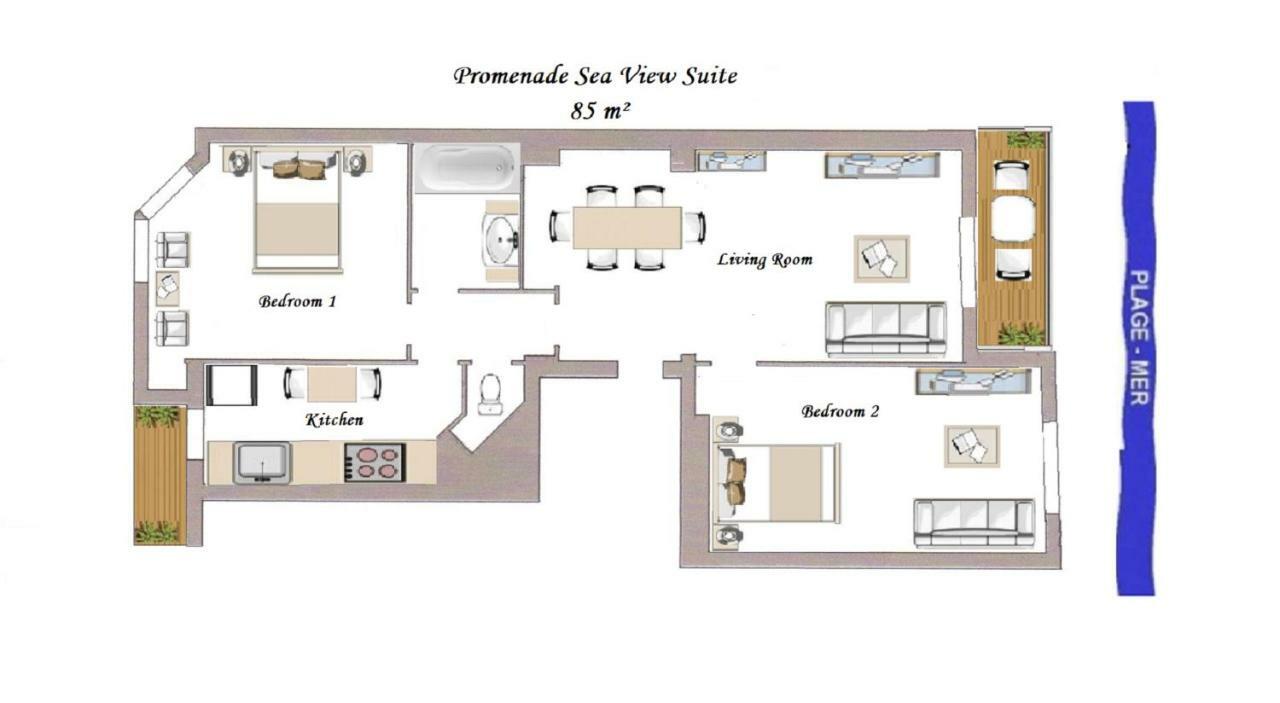 Sea Front Suite - Panoramic View With Terrace - 85 M Nicea Zewnętrze zdjęcie